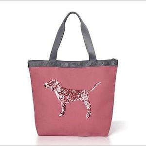 Victoria Secret Pink Bling Sequin Dog Zip Tote.